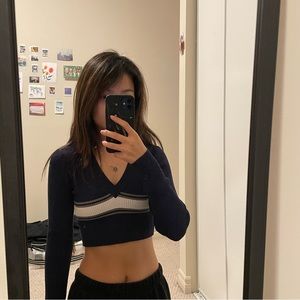 Garage cropped top long sleeve sweater